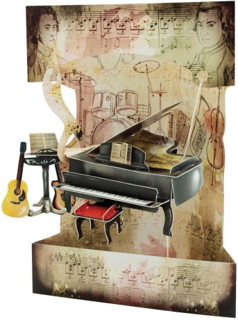 Объемная открытка Santoro "Пианино и музыка"