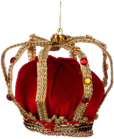 Украшение для интерьера Lefard "Корона", 856-028, золотистый, красный, 10 см