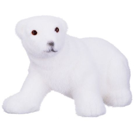 Фигурка декоративная Lefard "Медведь белый велюр", 866-108, белый, 18 х 10 х 11 см