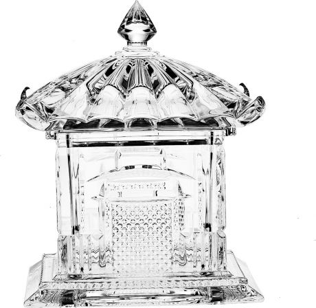 Шкатулка Crystal Bohemia "Пагода", цвет: прозрачный, 13,5 x 14,2 x 13,5 см