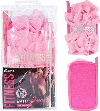 Мочалка Eva Fitness Woman AktiveTex M, цвет: розовый, 19 х 12 см