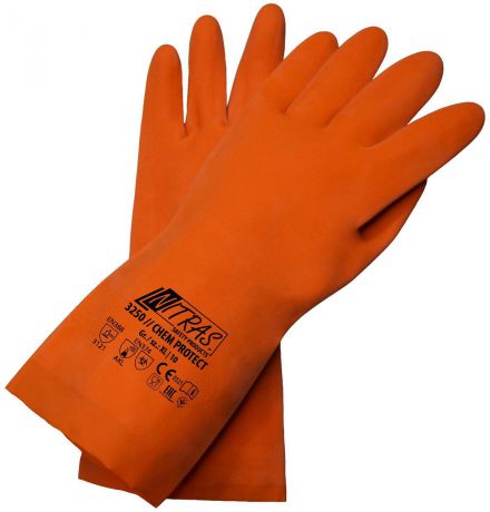 Перчатки хозяйственные Nitras, латексные, цвет: оранжевый. Размер 10 (XL)