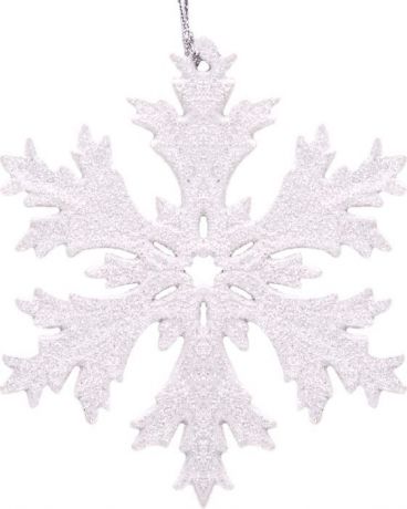 Новогоднее подвесное елочное украшение Magic Time "Снежинка в белом глиттере", 11,7 x 11,7 x 0,3 см