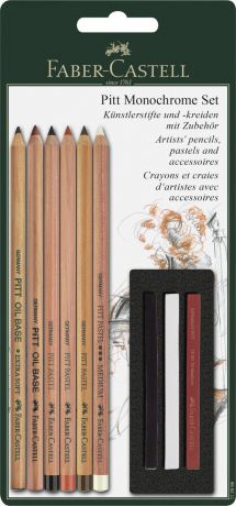 Faber-Castell Пастельные карандаши PITT и мелки PITT Monochrome в блистере 9 предметов