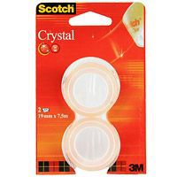 Клейкая лента "Scotch Crystal", прозрачная, 2 шт