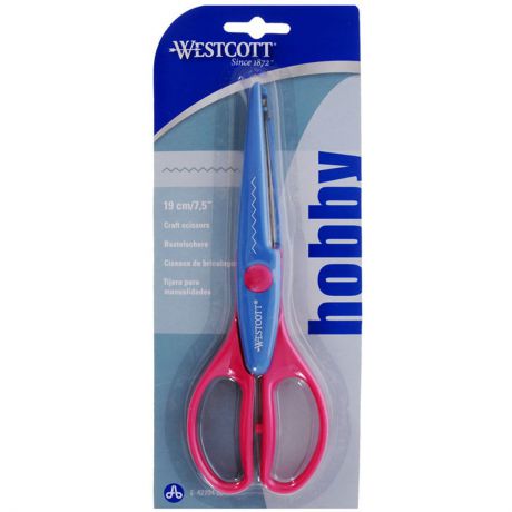 Ножницы фигурные Westcott "Треугольник", 19 см, цвет: голубой, розовый