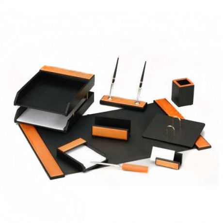 Настольный канцелярский набор Good Sunrise H8G-1A/C, 9 предметов, цвет: черный/оранжевый