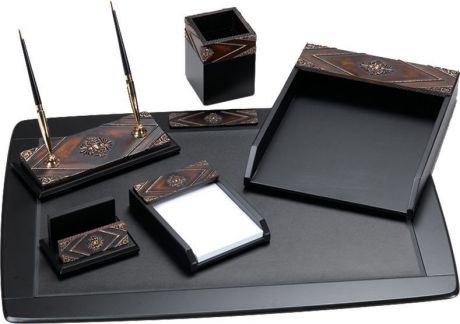 Delucci Настольный канцелярский набор 6 предметов цвет темно-коричневый орех