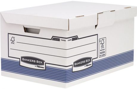 Fellowes Короб архивный Bankers Box System Maxi c откидной крышкой цвет синий белый 39 x 31 x 56 см