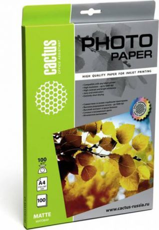 Cactus CS-MA4100100 A4/100г/м2 матовая фотобумага для струйной печати (100 листов)