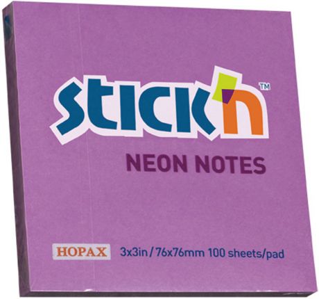 Stick'n Блок неоновый самоклеящийся цвет фиолетовый 76 x 76 мм 100 листов