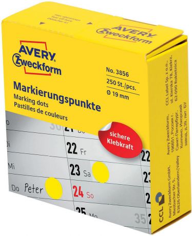 Avery Zweckform Этикетки-точки самоклеящиеся в диспенсере цвет: желтый 800 шт 3856
