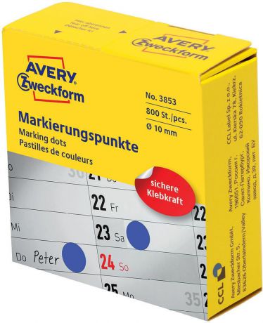 Avery Zweckform Этикетки-точки самоклеящиеся в диспенсере цвет: синий диаметр 1 см 800 шт 3853
