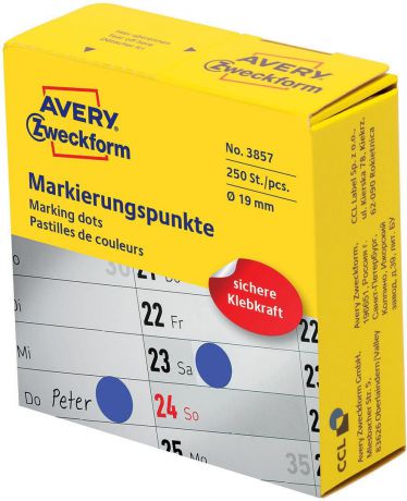 Avery Zweckform Этикетки-точки самоклеящиеся в диспенсере цвет синий 250 шт