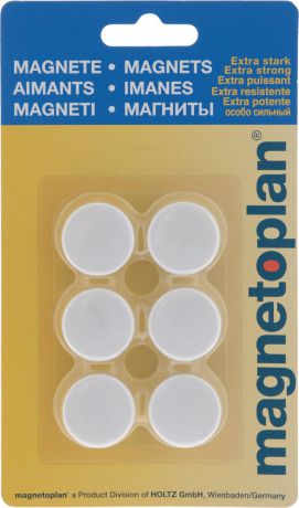 Магниты Magnetoplan, цвет: белый, 6 шт