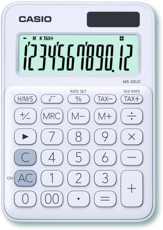 Casio калькулятор настольный MS-20UC-WE-S-EC цвет белый