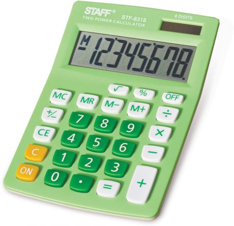 Калькулятор настольный Staff STF-8318, цвет: зеленый