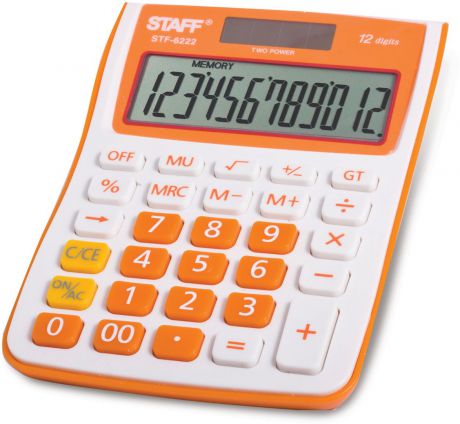 Калькулятор настольный Staff STF-6222, цвет: оранжевый