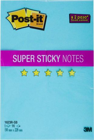 Клейкая бумага для заметок Post-it SuperSticky, 488470, 15 x 22,8 см, 90 листов