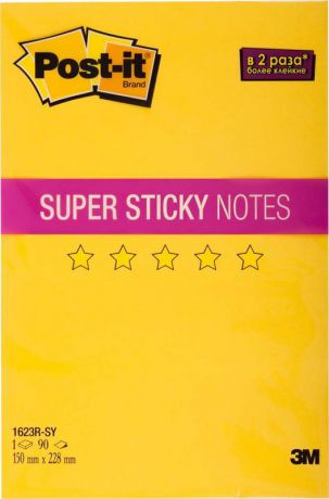 Клейкая бумага для заметок Post-it SuperSticky, 488467, 15 x 22,8 см, 90 листов
