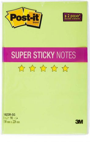 Клейкая бумага для заметок Post-it SuperSticky, 488468, 15 x 22,8 см, 90 листов