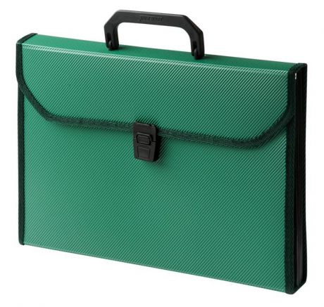Папка-портфель Бюрократ -BPP13TLGRN A4, 13 отделов, 0.7 мм, цвет: зеленый