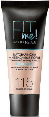 Maybelline New York Тональный крем для лица "Fit Me", матирующий, скрывающий поры, Оттенок 115, Розово-Бежевый, 30 мл