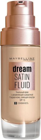 Maybelline New York Тональный крем-флюид для лица "Dream Satin Fluid", оттенок 03, слоновая кость, 30 м