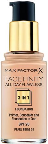 Max Factor Тональная основа 3в1 "Facefinity All Day Flawless", SPF 20, тон №35 (pearl beige), 30 мл