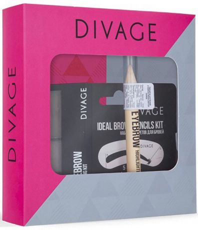 Divage Набор для моделирования формы бровей Eyebrow Styling Kit: Хайлайтер для бровей, тон №01 + Трафарет