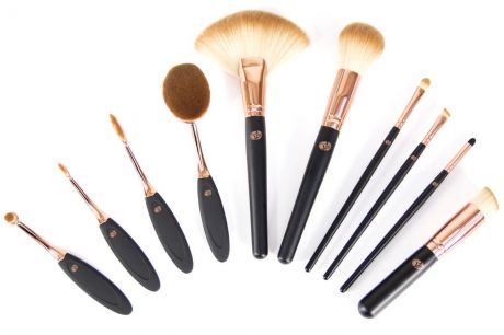 Rio Профессиональный набор кистей для нанесения макияжа Brco, 10 предметов