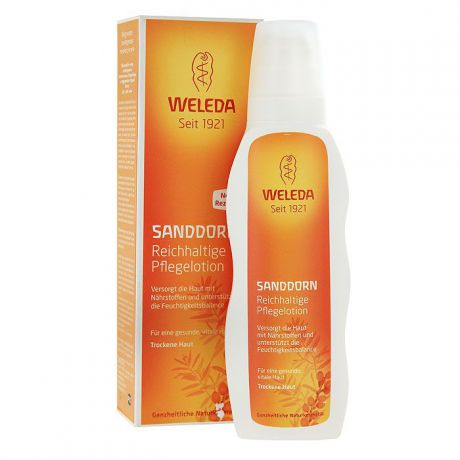 Молочко для тела Weleda "Sanddorn", с облепихой, тонизирующее, для сухой кожи, 200 мл