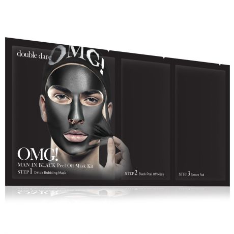 Double Dare OMG! Man In Black Peel Off Mask Kit Маска мужская трехкомпонентная для ухода за кожей лица