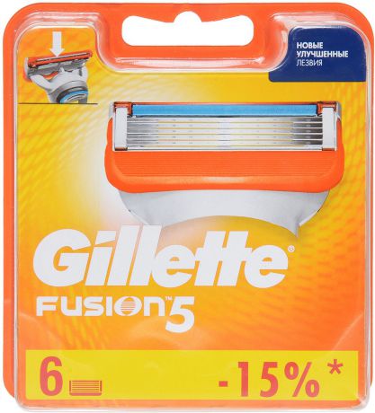 Сменные кассеты Gillette Fusion5 для мужской бритвы, 6 шт
