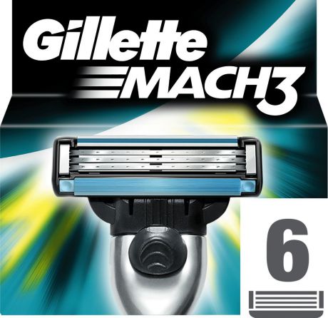 Сменные Кассеты Gillette Mach3 для Мужской Бритвы, 6 шт