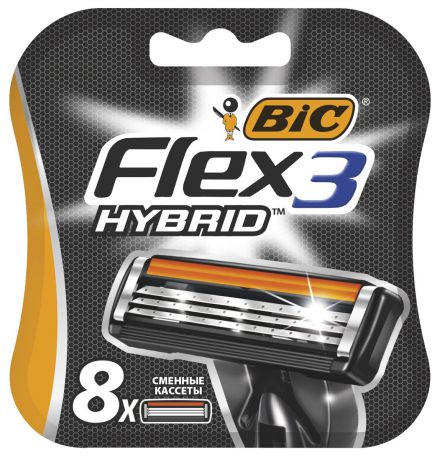 Bic Flex 3 Hybrid Сменные кассеты для бритья, 8 шт