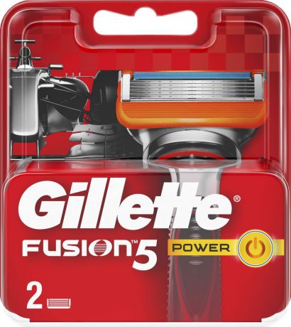 Сменные Кассеты Gillette Fusion5 Power для Мужской Бритвы, с 5 Лезвиями, 2 шт