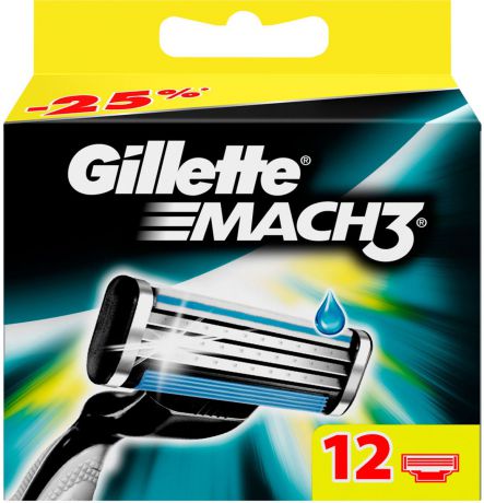 Сменные Кассеты Gillette Mach3 Для Мужской Бритвы, 12 шт