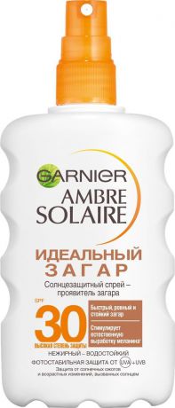 Солнцезащитный спрей-проявитель загара Garnier Ambre Solaire "Идеальный загар",нежирный,водостойкий,SPF 30, 200мл