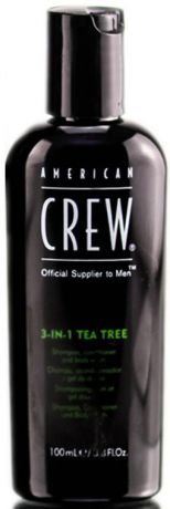 American Crew Tea Tree 3-in-1 Средство 3 в 1 Шампунь, Кондиционер и Гель для душа Чайное дерево, 100 мл