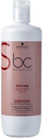 Шампунь для волос интенсивный питательный мицеллярный Schwarzkopf Professional Bonacure "Peptide Repair Rescue", 1 л