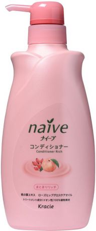 Kracie 71601 "Naive" Бальзам-ополаскиватель для сухих волос восстанав. «Naive - экстракт персика, 550 мл