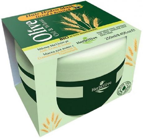 HerbOlive Маска для волос с пшеницей для сухих волос увлажнение и питание 250 мл