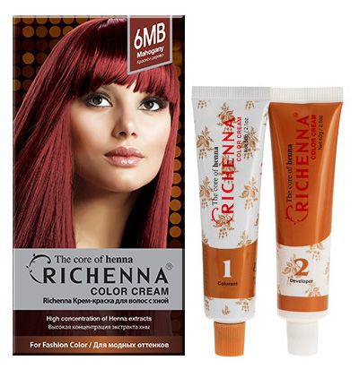 Крем-краска для волос "Richenna" с хной, 6MB. Красное дерево
