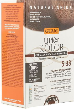 Краска для волос Guam Upker Kolor, тон 5.38 светло-каштановый янтарный, 215 мл