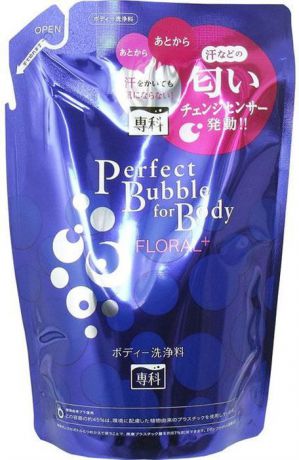 Shiseido "Senka Perfect Bubble" Дезодорирующий гель для душа с эффектом увлажнения с гиалуроновой кислотой с цветочным ароматом, 350 мл