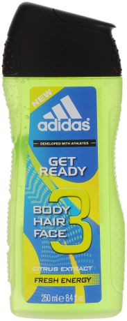 Adidas Гель для душа "Get Ready!", для тела и волос, мужской, 250 мл