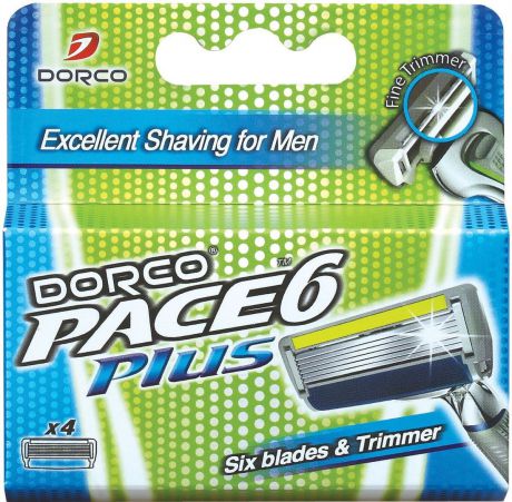Dorco Kассеты для бритья "Pace 6", c триммером, 4 шт.