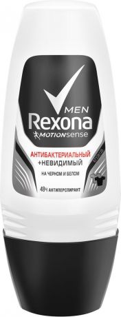 Антиперспирант-ролл Rexona Men Антибактериальный и невидимый на черной и белой одежде, 50 мл