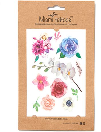 Miami Tattoos Акварельные переводные тату Miami Tattoos "Blossom" 1 лист 10 см х 15 см